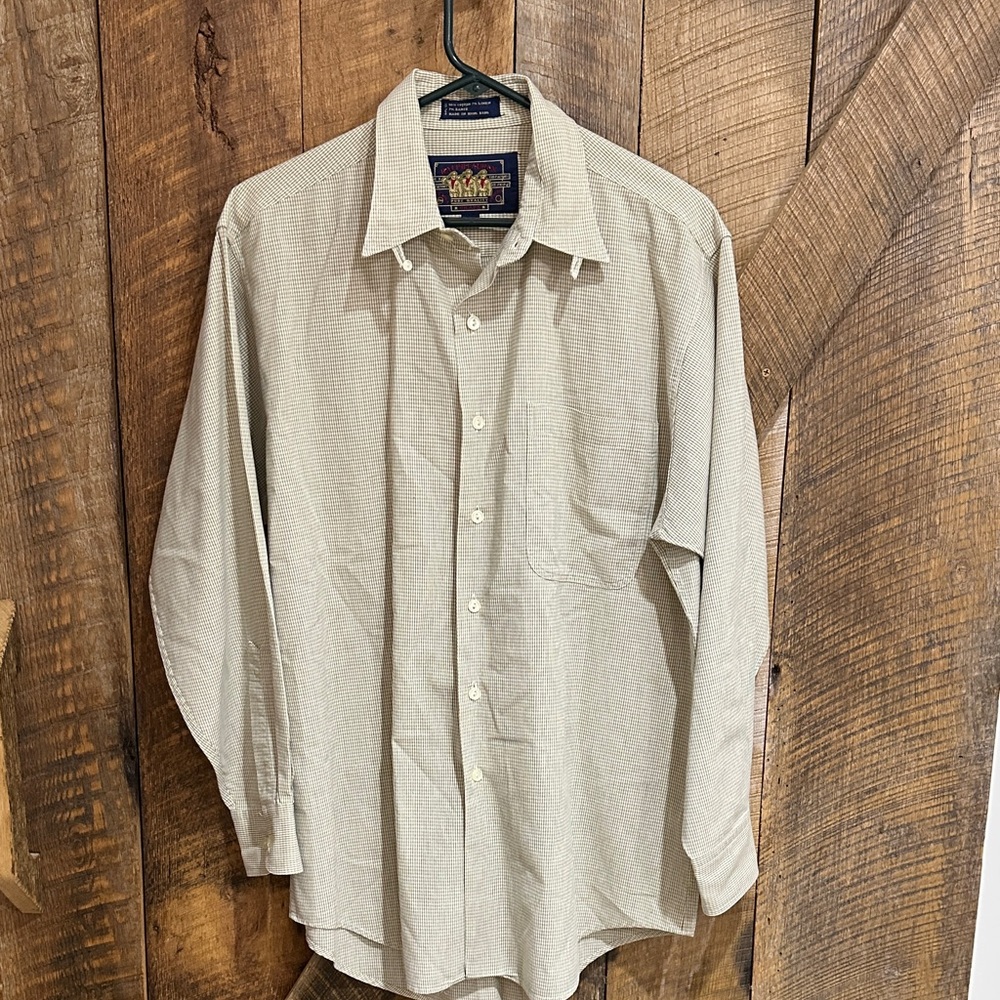 Vintage Ralph Lauren Chaps Men's Beige Button-Up Shirt B34